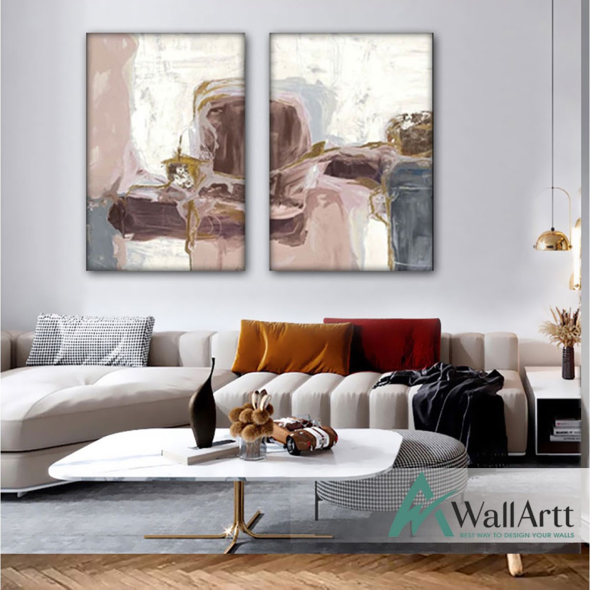 Pink Blush I-II 2 Piece Textured Partial Oil Painting